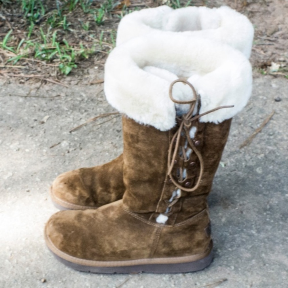 UGG Suede Boots with Sheepskin Faux Fur Ladies